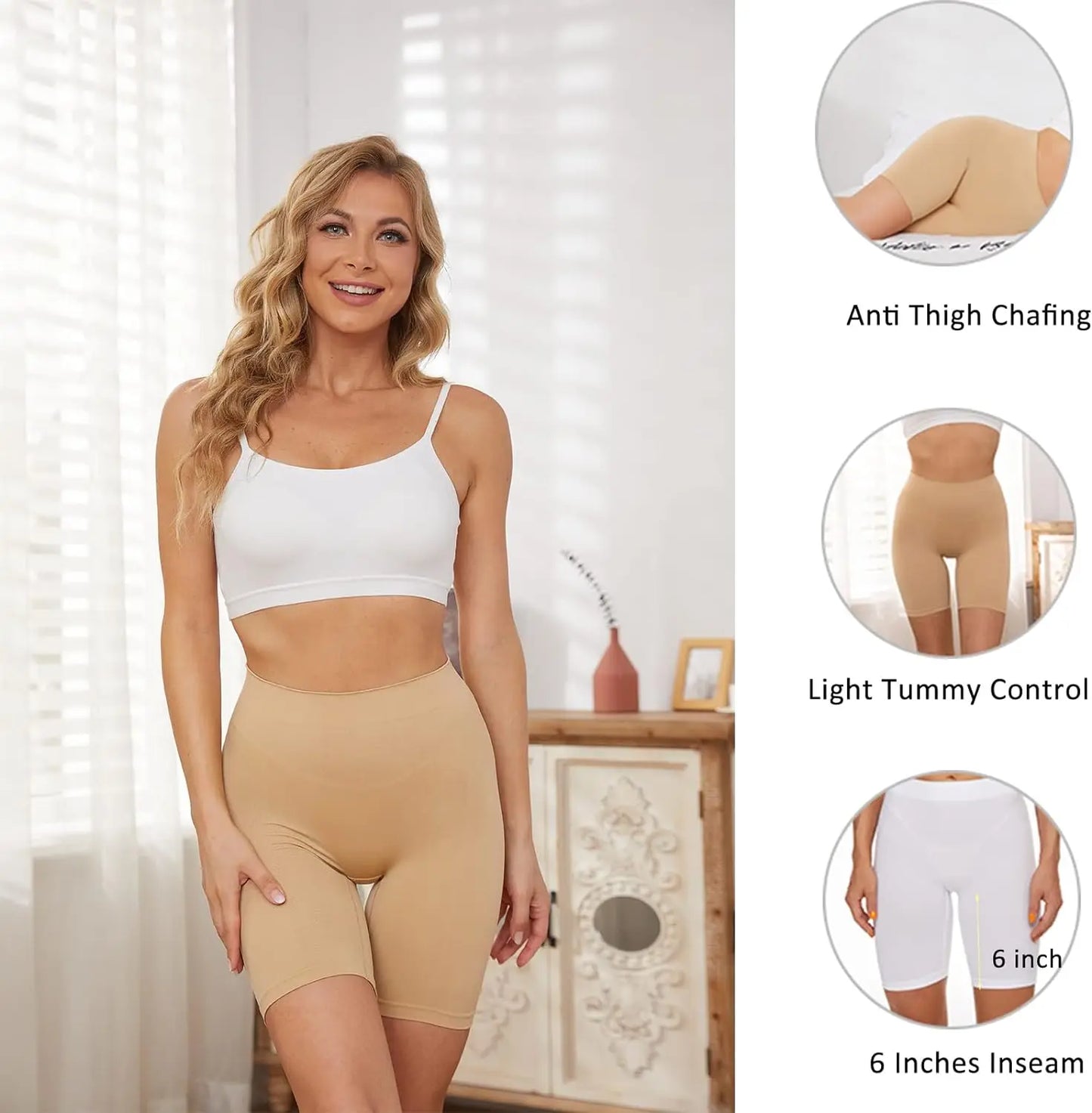 Seamless Shaping Boyshorts Panties for Women Slip Shorts under Dress Shapewear Shorts Tummy Control Underwear
