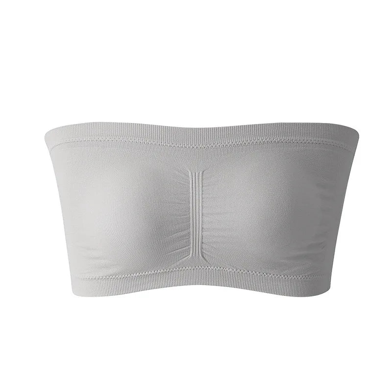 1Pcs Women'S Bra plus Size Strapless Bra Thin Removable Chest Cushion Top Stretchy Seamless Invisible Bra S-6XL
