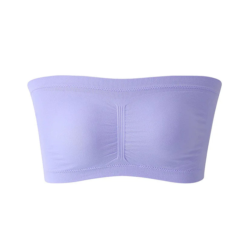 1Pcs Women'S Bra plus Size Strapless Bra Thin Removable Chest Cushion Top Stretchy Seamless Invisible Bra S-6XL