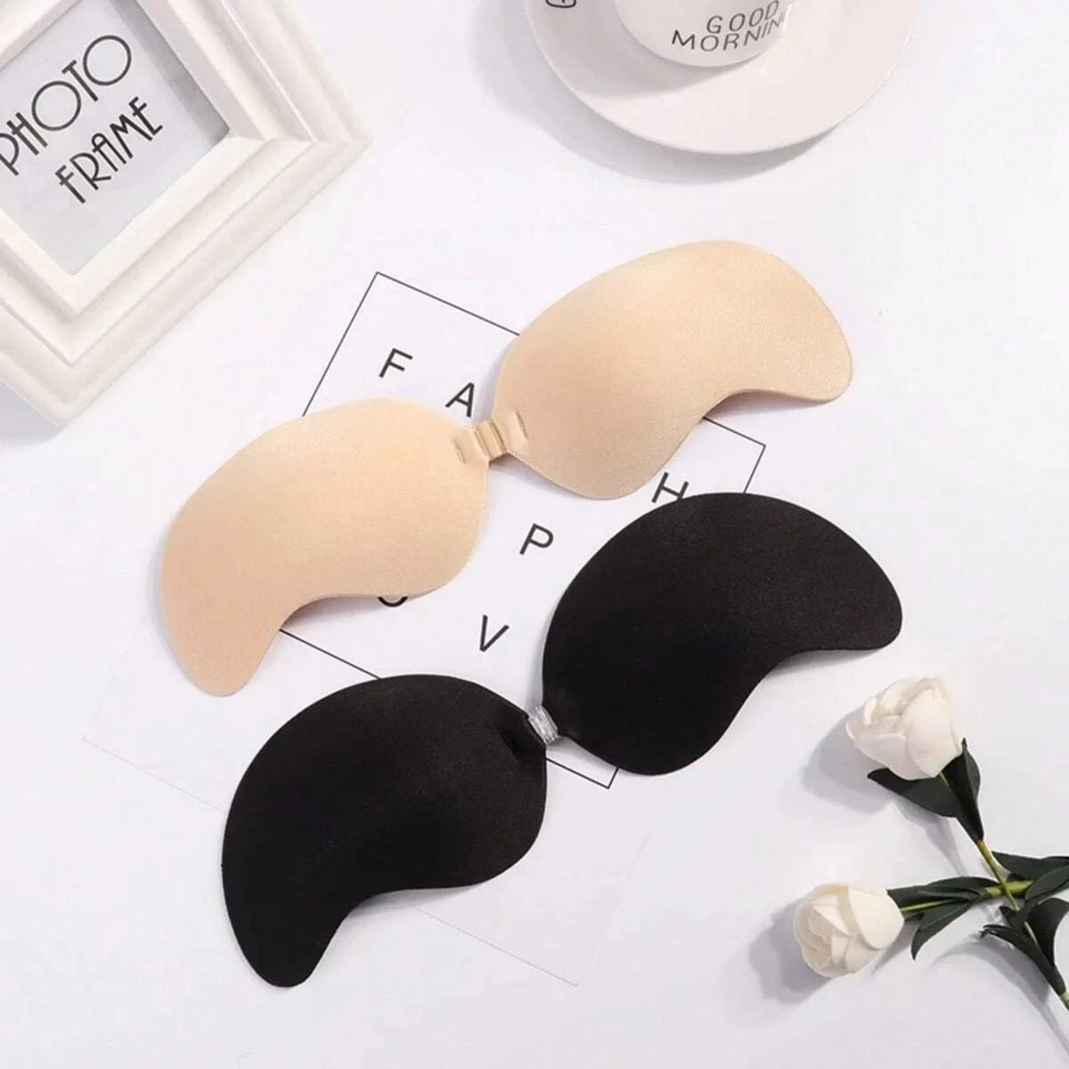 1Pair Women Invisible Underwear Nubra Breast Patch Tow-Color Hypoallergenic Mango Cup Bra Silicone Non-Falling off Thin