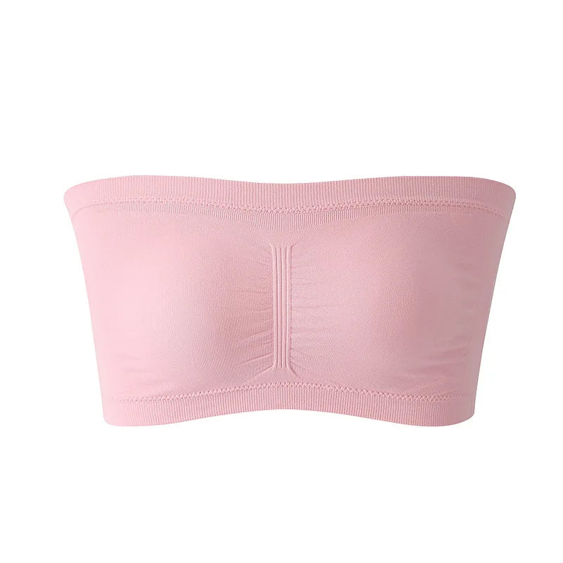 1Pcs Women'S Bra plus Size Strapless Bra Thin Removable Chest Cushion Top Stretchy Seamless Invisible Bra S-6XL
