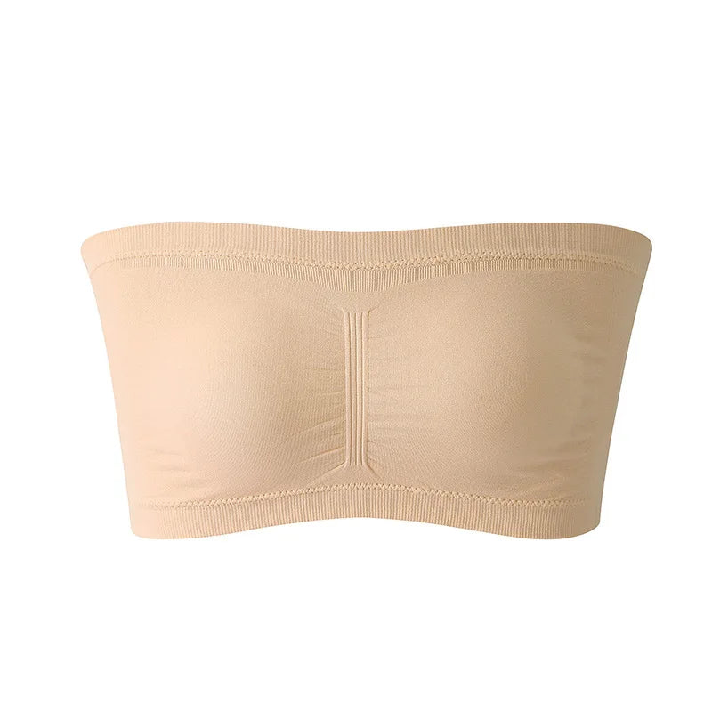 1Pcs Women'S Bra plus Size Strapless Bra Thin Removable Chest Cushion Top Stretchy Seamless Invisible Bra S-6XL