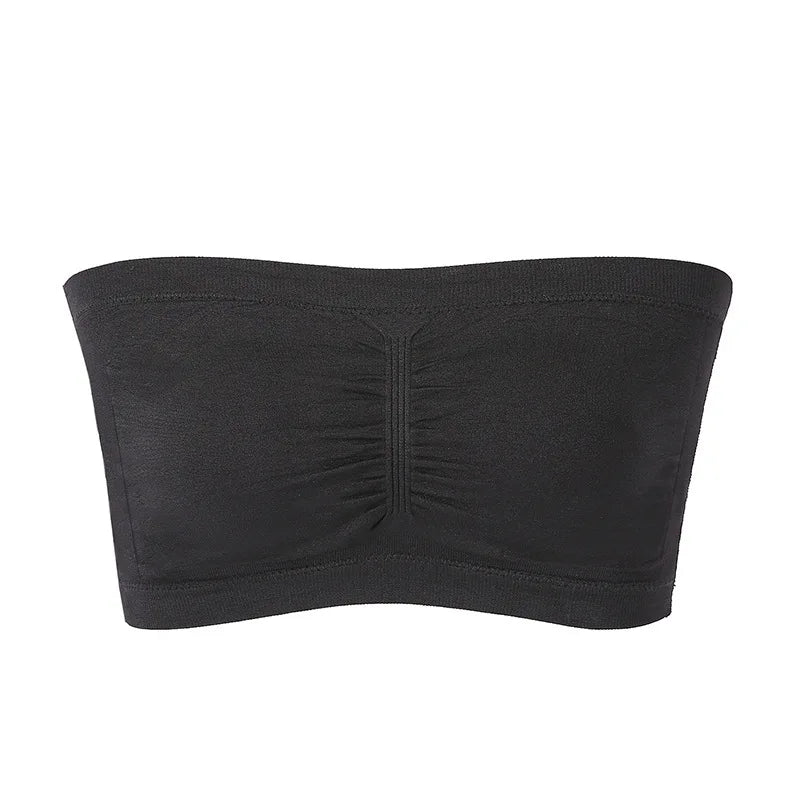 1Pcs Women'S Bra plus Size Strapless Bra Thin Removable Chest Cushion Top Stretchy Seamless Invisible Bra S-6XL