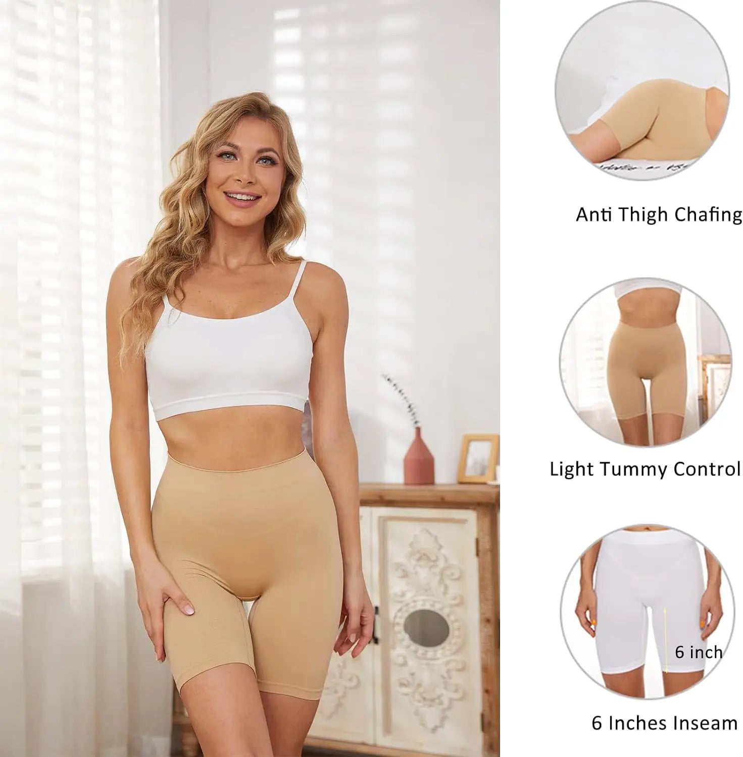 Seamless Shaping Boyshorts Panties for Women Slip Shorts under Dress Shapewear Shorts Tummy Control Underwear