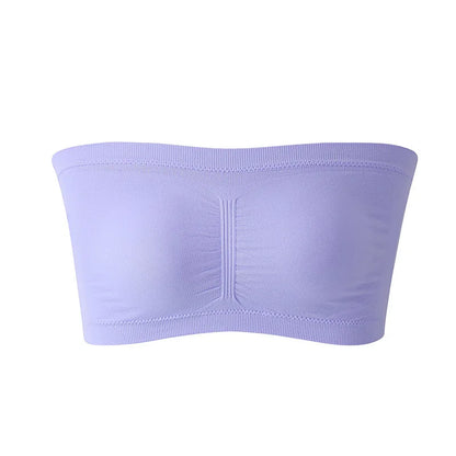 1Pcs Women'S Bra plus Size Strapless Bra Thin Removable Chest Cushion Top Stretchy Seamless Invisible Bra S-6XL