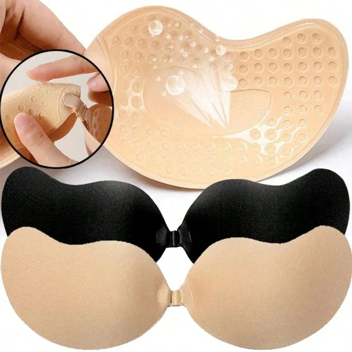 1Pair Women Invisible Underwear Nubra Breast Patch Tow-Color Hypoallergenic Mango Cup Bra Silicone Non-Falling off Thin