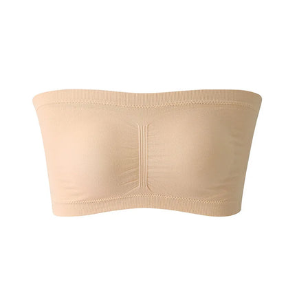 1Pcs Women'S Bra plus Size Strapless Bra Thin Removable Chest Cushion Top Stretchy Seamless Invisible Bra S-6XL